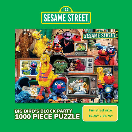 MasterPieces Sesame Street Le Bloc Fête de Big Bird Puzzle de 1000 pièces pour adultes - Puzzle dessin animé 48,9 cm x 67,9 cm