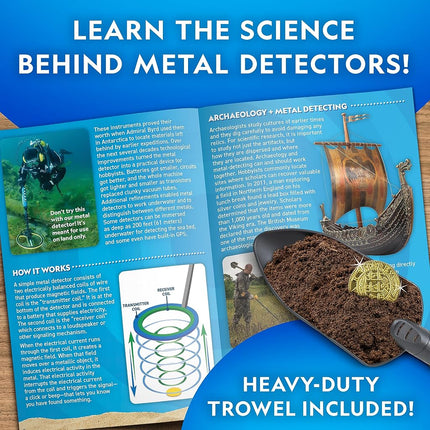 National Geographic Starter Metal Detector Kit - Blue Marble Kids Detector with Waterproof Coil & Trowel, Lightweight, Beach Detector