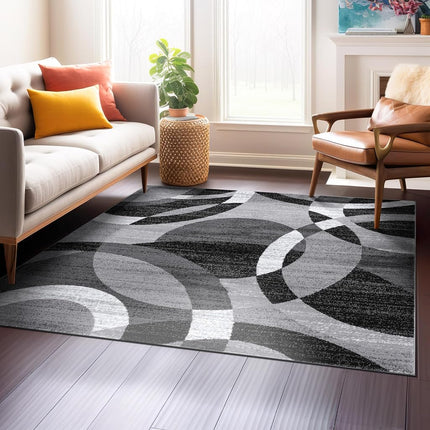 Rugshop Contemporary Abstract Circles Perfect for high Traffic Areas of Your Living Room,Bedroom,Home Office,Kitchen Square Area Rug 6'6" x 6'6" Gray