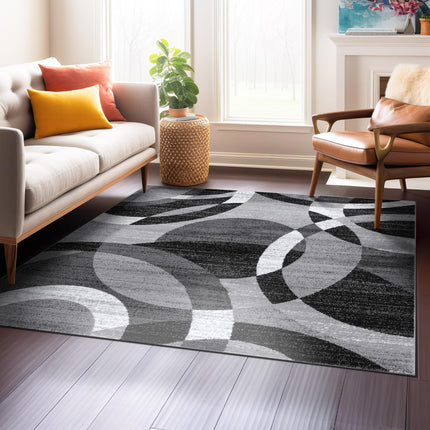 Rugshop Contemporary Abstract Circles Perfect for high Traffic Areas of Your Living Room,Bedroom,Home Office,Kitchen Square Area Rug 6'6" x 6'6" Gray