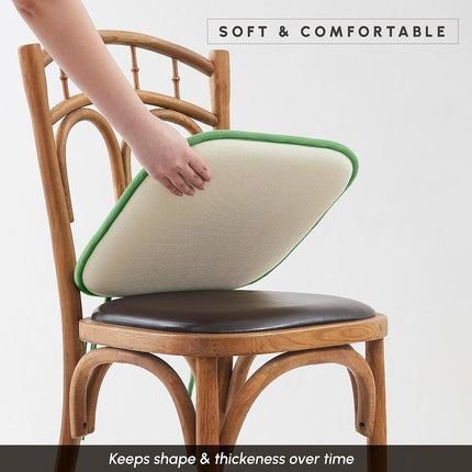 Elegant Comfort 2 Pack Chair Cushion Covers - Skid-Proof Rubber Backing - 16 x 16 Inch - Thick Dining Square Shape Seat Covers - Comfortable Textured Chair Pads with Ties - Honeycomb Pattern, Green