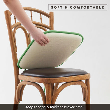 Elegant Comfort 2 Pack Chair Cushion Covers - Skid-Proof Rubber Backing - 16 x 16 Inch - Thick Dining Square Shape Seat Covers - Comfortable Textured Chair Pads with Ties - Honeycomb Pattern, Green
