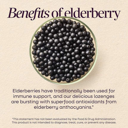 Nature's Way Sambucus Zinc Lozenges with Elderberry and Vitamin C, Honey Lemon Flavor, Gluten Free, Kosher Certified