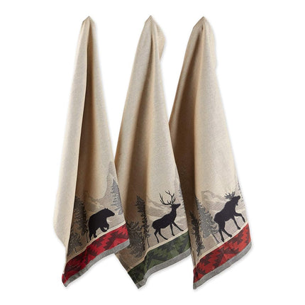 DII Cotton Jacquard Dish Towels, 20x28 Set of 3, Decorative Tea Towels for Everyday Kitchen Cooking and Baking-Walk In The Woods
