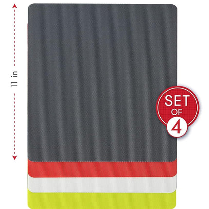 Dexas Heavy Duty Grippmat Flexible Cutting Board Set of Four, 8 by 11 inches, Gray, Red, White and Green