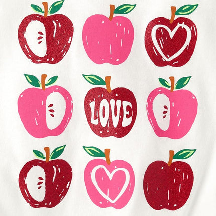 The Children's Place Short Sleeve Tie Front Top, Apple Hearts/Apples/Tidal 3-Pack, X-Small