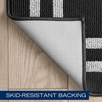 Nautica – Runner Rug | Indoor Runners for Hallways and Entry Rugs| Non-Slip and Non-Skid Entry and Kitchen Door Mat| Machine Washable Entryway Carpet Rugs |2'2" x 6'| Double Border Black
