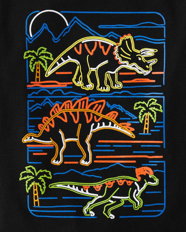 The Children's Place Baby and Toddler Boys' Dino Short Sleeve Graphic T-Shirts, Multipack, Smart Cookie/Donut/Dinos, 3T