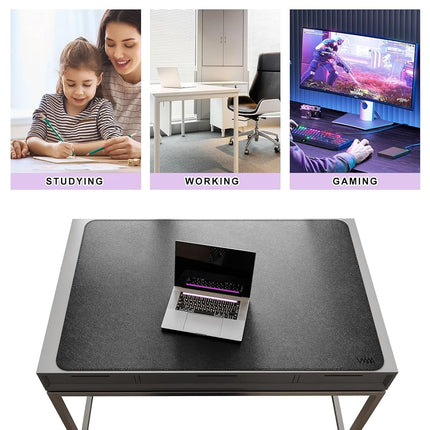 Vyaaa Leather Desk Mat, 160 x 80cm Dual Sided Leather Desk Pad Protector, Waterproof Extra Large Desk Mat, Large Mouse Pad，Desk Mats on top of Desks for Home or Office (Black)
