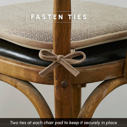 Elegant Comfort 2 Pack Chair Cushion Covers - Skid-Proof Rubber Backing - 16 x 16 Inch - Thick Dining Square Shape Seat Covers - Comfortable Textured Chair Pads with Ties - Mosaic Pattern, Taupe