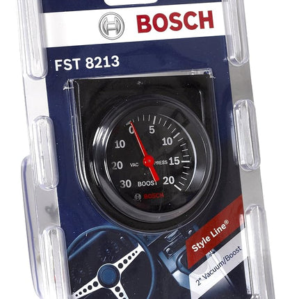 Bosch SP0F000050 Style Line 2" Mechanical Vacuum/Boost Gauge (Black Dial Face, Black Bezel)