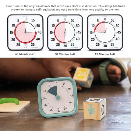 TIME Timer Home MOD - Minuteur Visuel pour Enfants Édition Maison 60 Minutes - pour l'École à la Maison Outil d'Étude, Minuteur pour Bureau d'Enfant, Bureau et Réunions avec Fonctionnement Silencieux (Bleu Lac)
