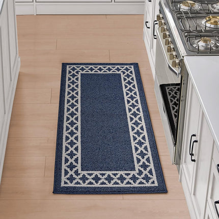 Nautica – Runner Rug | Indoor Runners for Hallways and Entry Rugs| Non-Slip and Non-Skid Entry and Kitchen Door Mat| Machine Washable Entryway Carpet Rugs | 2'2" x 5' | Trellis Denim