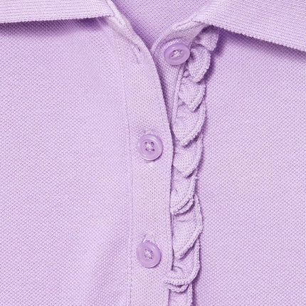 The Children's Place Girls' Short Sleeve Ruffle Pique Polo, Purple Prose, 10-12
