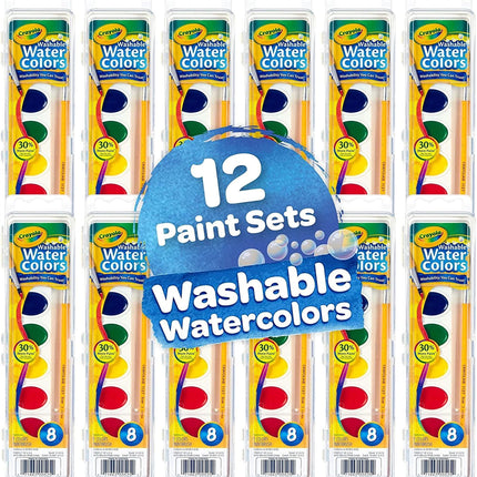 Crayola Washable Watercolor Paint Sets for Kids (12ct), Bulk Classroom Art Supplies for Preschool & Kindergarten, Classroom Learning Activities for Toddlers