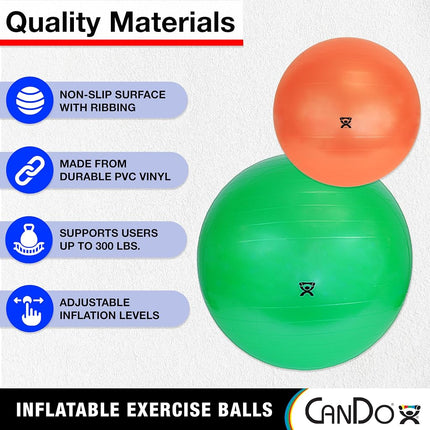 CanDo Exercise Ball, non-slip, inflatable, orange, 120cm