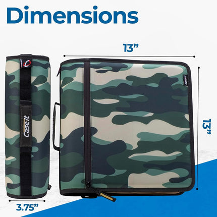 Case-it The Print Mighty Zip Tab 3" O Ring Binder with Zipper, 5 Colours, Multi Pockets, 600 Sheets, with Strap