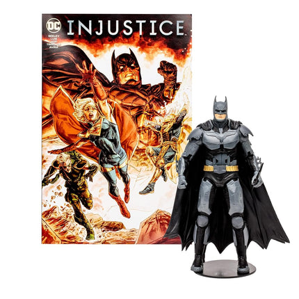 Figurine Batman McFarlane Toys 17,8 cm - Figurines DC Multiverse - Intérieur de la bande dessinée - 22 points d'articulation - Carte d'art à collectionner incluse - Gris, noir, jaune