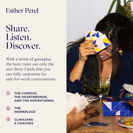 ESTHER PEREL Where Should We Begin Game of Stories - Interactive Conversation Cards for Couples, Friends & Co-Workers - 200 Cards & Dice - 2-6 Player Card Games
