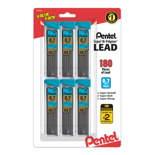 Pentel Super Hi-Polymer Refills, 0.7 mm Medium, HB