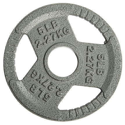 Fitvids Cast Iron Plate Weight Plate for Strength Training and Weightlifting, 2-Inch Center, 5LB (Single)