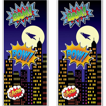 Beistle Hero Door Covers 2 Piece, 30" x 6', Multic