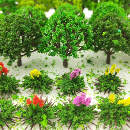 BLEBRDME 60 Pièces Modèles d'arbres 3,45-15,24 cm Arbres modèles mixtes pour train, paysage, architecture, arbres pour l'artisanat, la construction de modèles, le paysage naturel vert