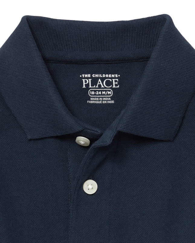 The Children's Place Baby Boys Toddler Long Sleeve Pique Polo, 2 Pack, Nautico 2 Pack, 9-12 Months