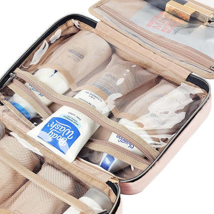 NISHEL Travel Toiletry Bag for Women, Portable Hanging Organizer, Pink, M