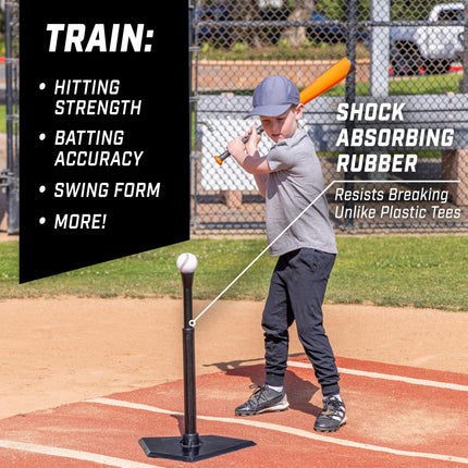 GoSports Jr. Baseball & Softball Batting Tee - Adjustable Rubber Hitting Tee for All Leagues and Skill Levels