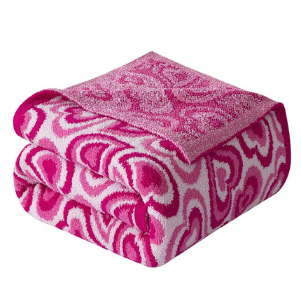 Elegant Comfort Valentine's Day Knit Throw Blanket, Pink Wild Hearts Super Soft Cozy Fluffy Warm Throw Blankets for Couch, Sofa, Chair, Bed, Camping, Picnic, Travel Lightweight Bed Blanket (50" x 70")