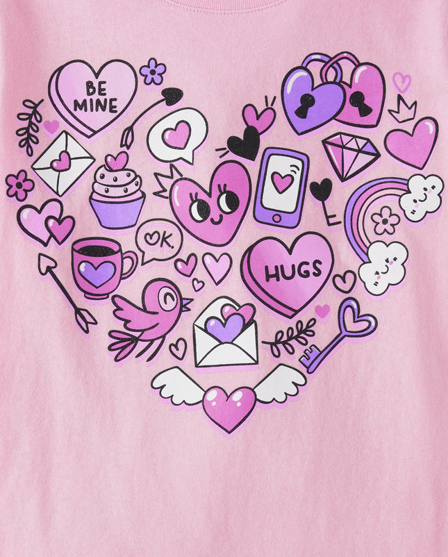 The Children's Place Girls' All Holidays,Birthdays Short Sleeve Graphic T-Shirts, Heart Icon, Medium
