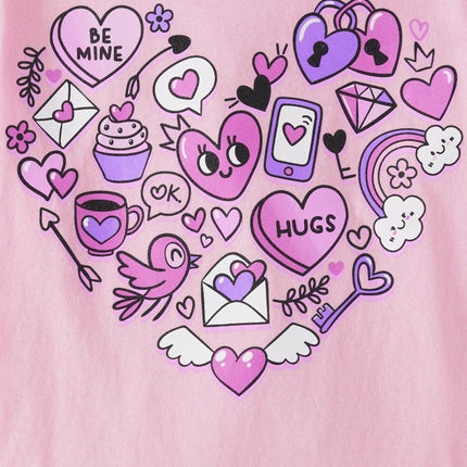 The Children's Place Girls' All Holidays,Birthdays Short Sleeve Graphic T-Shirts, Heart Icon, X-Large