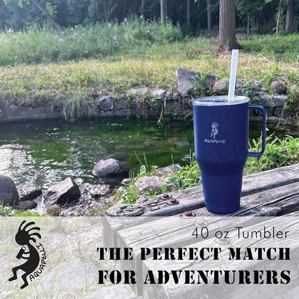 Aquapelli Vacuum Insulated Mug with Handle, 40 Ounces, Blueprint Blue