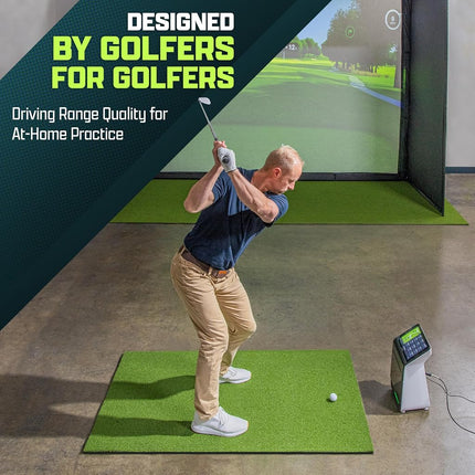 GoSports Golf Hitting Mat - ELITE 5 x 4 ft - 15 mm Artificial Turf Training Mat for Indoor/Outdoor Swing Practice, Includes 3 Rubber Tees