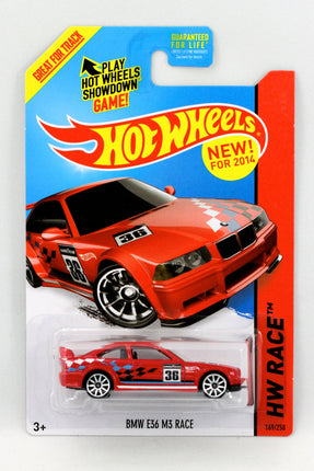 Mattel Hot Wheels BMW E36 M3 Race Car - Red, 1:64 