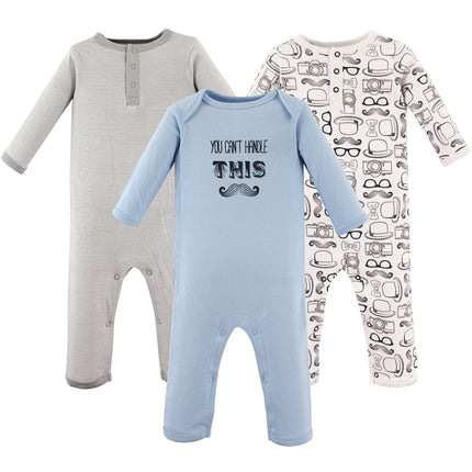 Hudson Baby Baby Cotton Union Suit, 3 Pack, Mustac