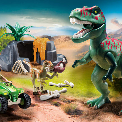 Quad del explorador de Playmobil con T-Rex