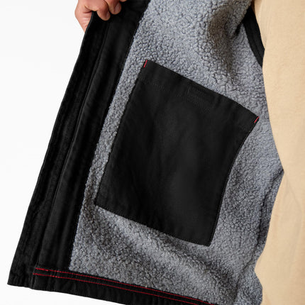 Dickies, Men's, SHERPA LINED DUCK VEST, RINSED BLACK, XXL