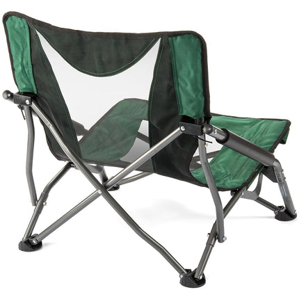 Cascade Mountain Tech Camping Chair - Low Profile Folding Chair for Camping, Beach, Picnic, Barbeques, Sporting Event with Carry Bag, Black