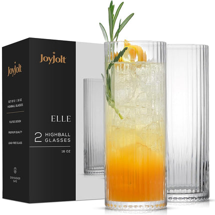 JoyJolt Fluted Highball Glasses – ELLE 16oz Tall D