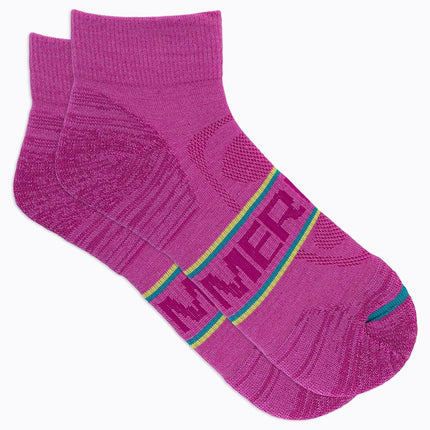 Merrell Men's and Women's Zoned Cushioned Wool Hiking Ankle Socks-1 Pair Pack-Breathable Arch Support, Pink, Small-Medium