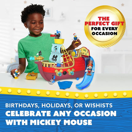 Disney Junior Mickey Mouse Funhouse Treasure Adventure Pirate Ship with Bonus Figures, 18-Piece Toy Figures and Playset, Toys for Kids Ages 3 and Up, Amazon Exclusive