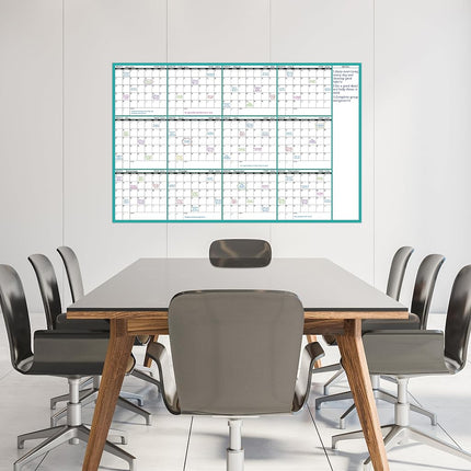 Large Dry Erase Calendar for Wall - Undated 12 Month Wall Calendar, 37”×58", Yearly Wall Calendar Dry Erase, Erasable & Reusable Calendar with 15 Round Stickers, Green Large Wall Calendar Dry Erase