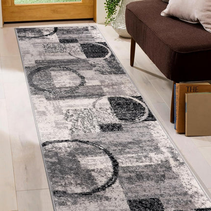 Rugshop Contemporary Circle Design Runner Rug, Non-Shedding Carpet for Hallway, Kitchen, or Entryway, Cream, 2' x 7'2"