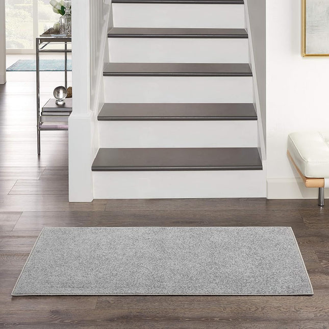 Nourison Essentials Indoor/Outdoor Silver Grey 2' x 4' Area Rug, Easy Cleaning, Non Shedding, Bed Room, Living Room, Dining Room, Backyard, Deck, Patio (2x4)