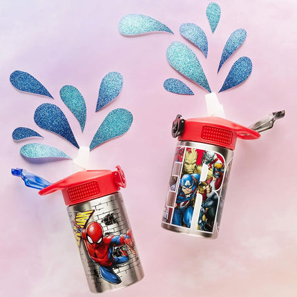 Zak Designs Marvel Comics Spider-Man Stainless Steel Water Bottle, 1 Count (Pack of 1), Spiderman SS