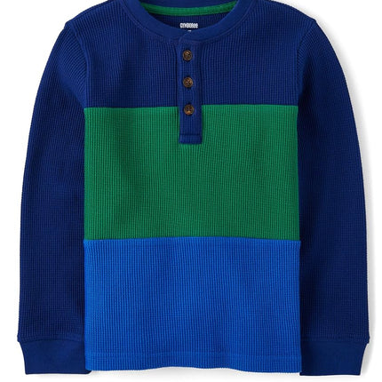 Camiseta Henley de manga larga para bebé y niño pequeño, de Gymboree, bloques de color café, 12 a 18 meses