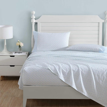 Laura Ashley - Sheet Set, Breathable Percale Cotton Bedding, 200 Thread Count, Deep Pocket, Chic Home Decor (Kate Blue, King)
