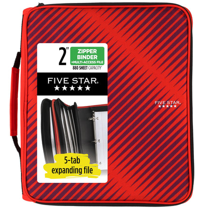 Five Star Zipper Binder, 2 Inch 3-Ring Binder for 